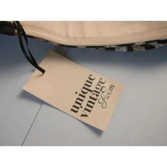 Unique Vintage Leopard Print Pin-Up Rialto Swim Bikini Top L - Picture 6 of 6